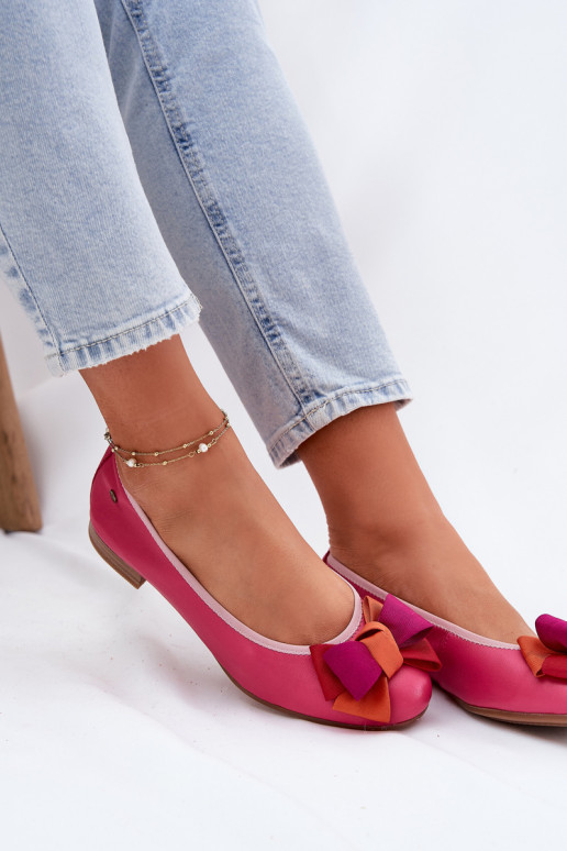 Roze ballerina's met strikjes Tai turiciejka P6801-15