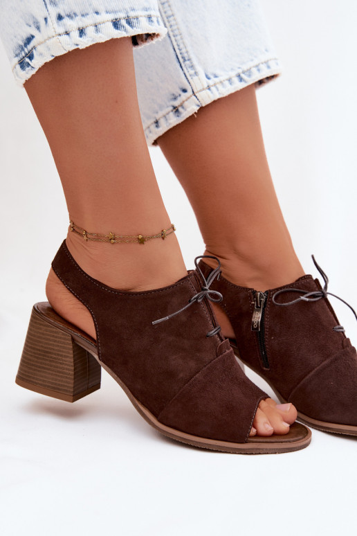 Escarpins en cuir élégants avec des détails stylés Zazoo 40523 couleur chocolat