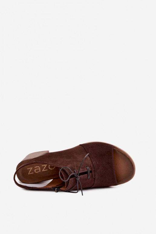 Escarpins en cuir élégants avec des détails stylés Zazoo 40523 couleur chocolat