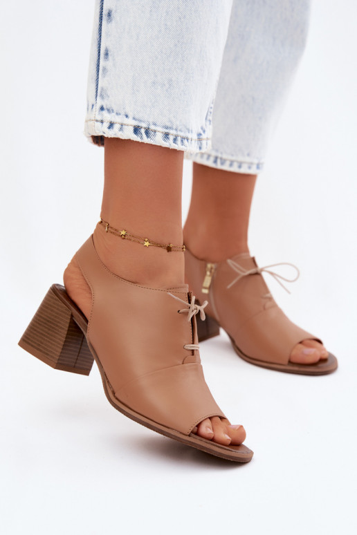Sandales en cuir à talons hauts avec des détails stylés Zazoo 40523 couleur cappuccino