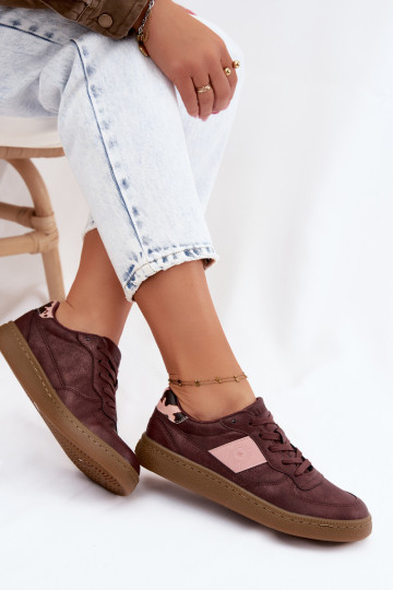 Baskets brillantes pour femmes Big Star UU274016 en couleur bordeaux