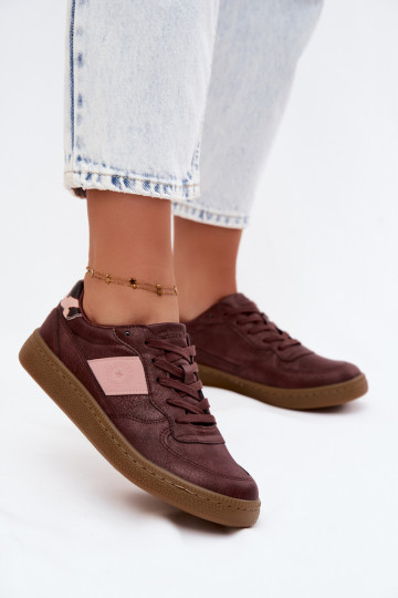Baskets brillantes pour femmes Big Star UU274016 en couleur bordeaux 2