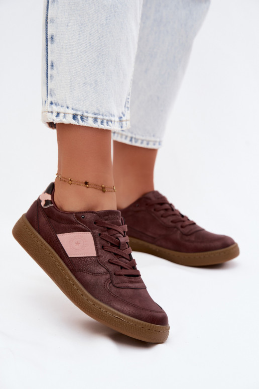 Baskets brillantes pour femmes Big Star UU274016 en couleur bordeaux