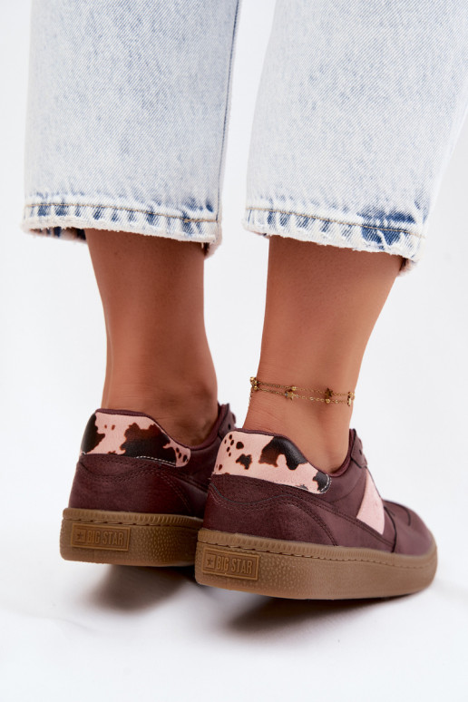 Glänzende Sneaker für Damen Big Star UU274016 in bordeaux Farbe