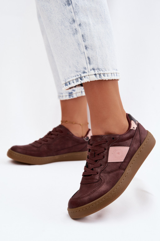 Glänzende Sneaker für Damen Big Star UU274016 in bordeaux Farbe