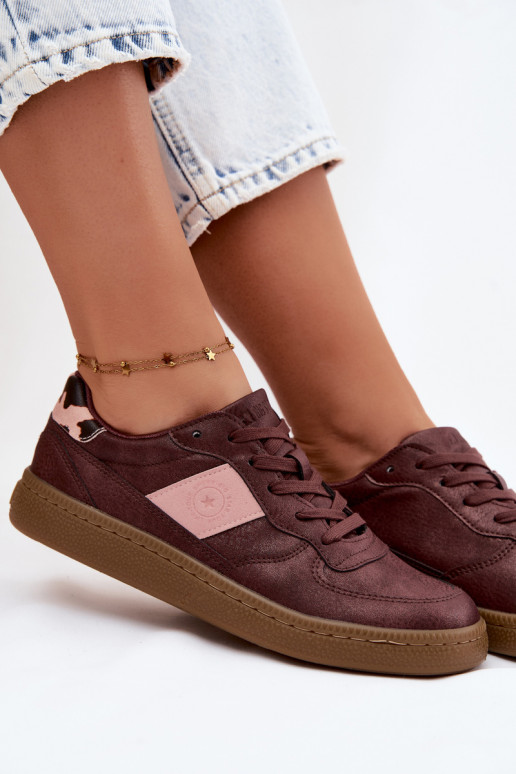 Glanzende sneakers voor dames Big Star UU274016 in bordeaux kleur