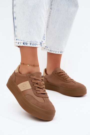 Sneakers voor dames met platform Big Star UU274015 in bruine kleur 2