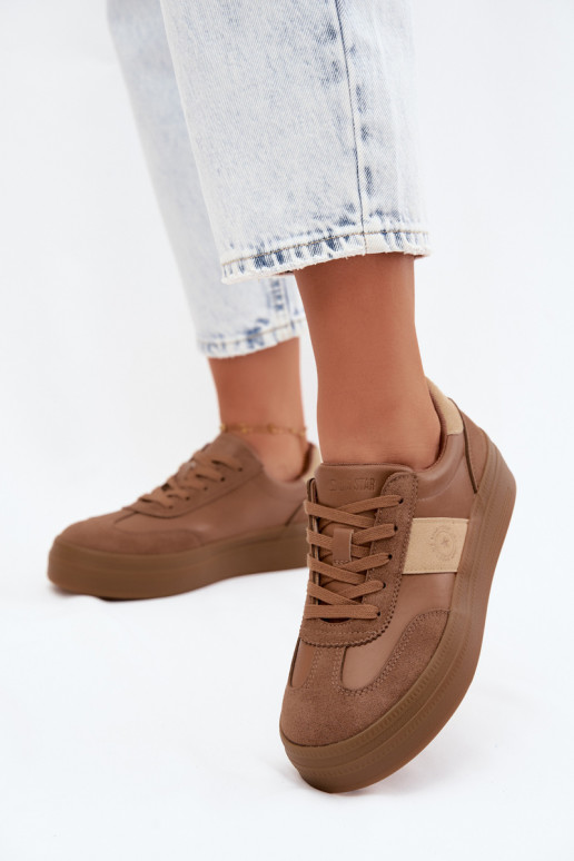 Sneakers voor dames met platform Big Star UU274015 in bruine kleur