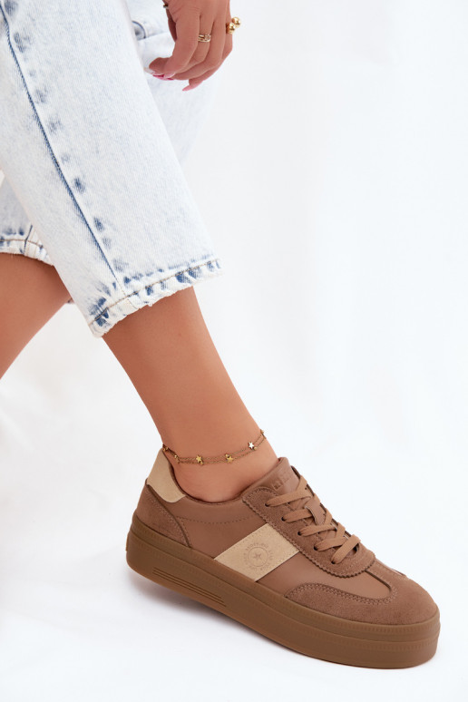 Sneakers voor dames met platform Big Star UU274015 in bruine kleur