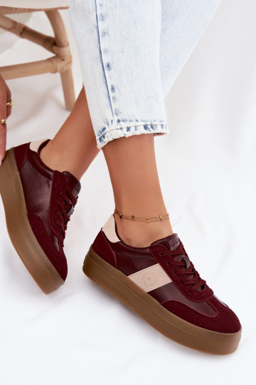 Sneakers voor dames met platform Big Star UU274013 in bordeaux kleur