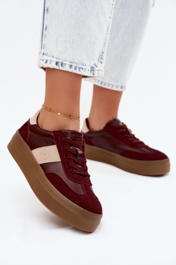 Sneakers voor dames met platform Big Star UU274013 in bordeaux kleur 2