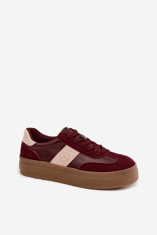 Baskets pour femmes avec plateforme Big Star UU274013 en couleur bordeaux