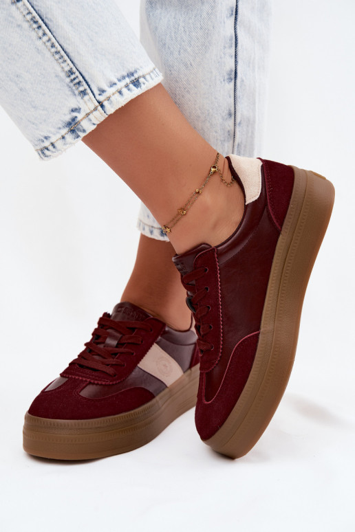 Sneaker für Damen mit Plateau Big Star UU274013 in bordeaux Farbe