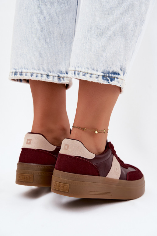 Sneaker für Damen mit Plateau Big Star UU274013 in bordeaux Farbe