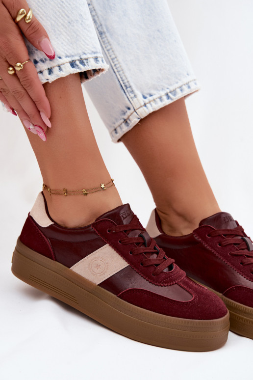 Baskets pour femmes avec plateforme Big Star UU274013 en couleur bordeaux