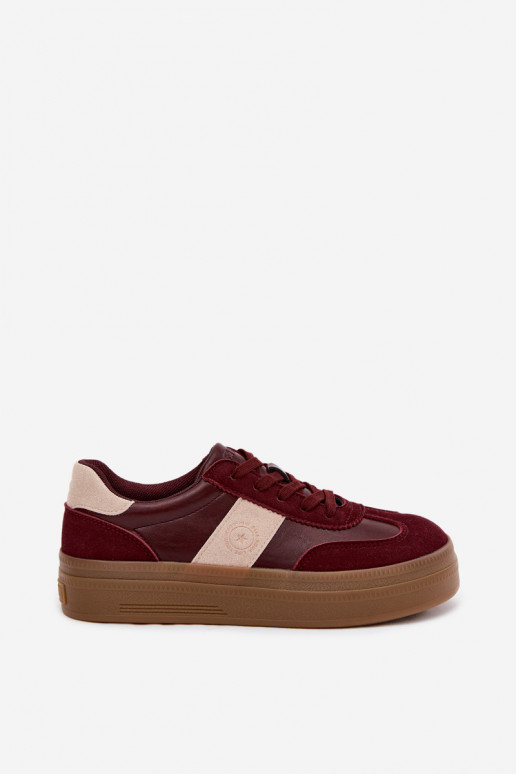 Baskets pour femmes avec plateforme Big Star UU274013 en couleur bordeaux