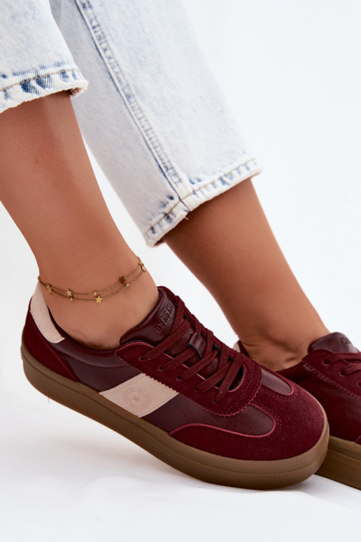 Sneaker für Damen mit Plateau Big Star UU274013 in bordeaux Farbe