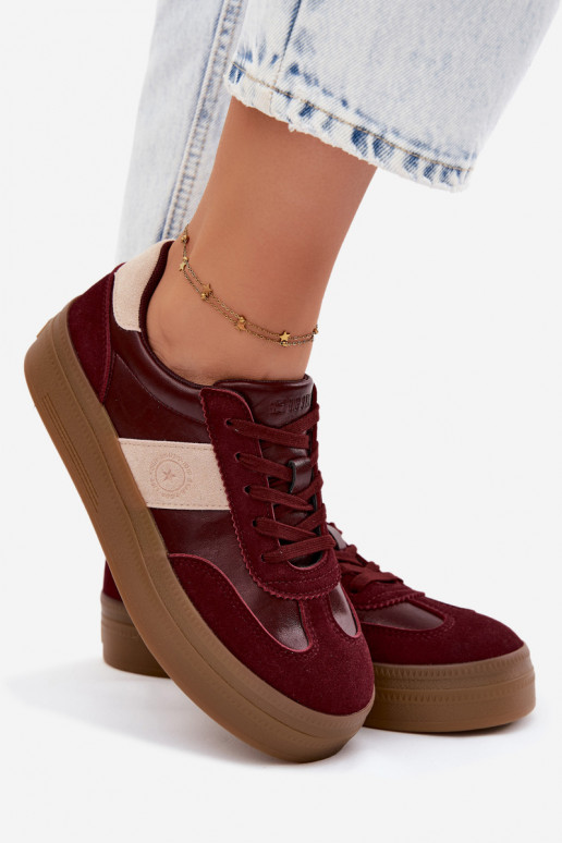 Sneakers voor dames met platform Big Star UU274013 in bordeaux kleur