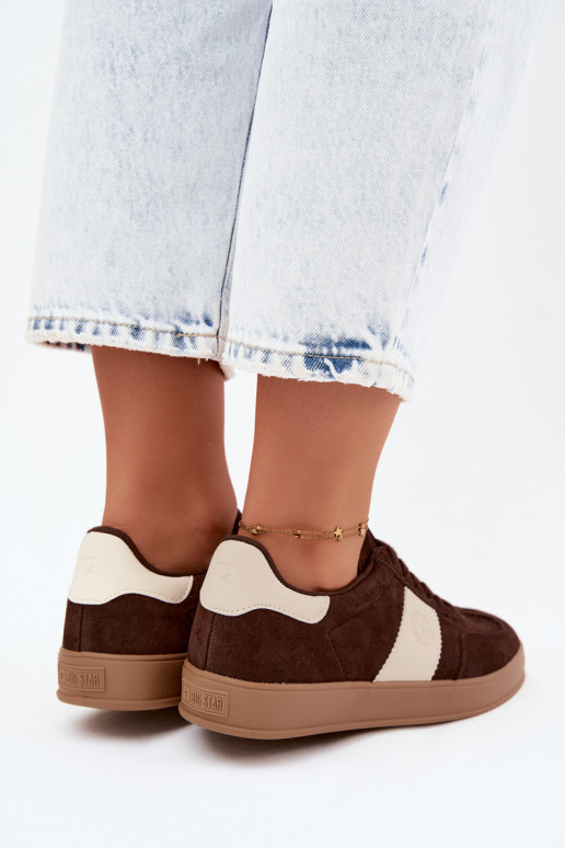 Baskets pour femmes en daim synthétique Big Star UU274008 en couleur chocolat