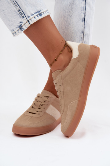 Sneaker für Damen aus Kunstveloursleder Big Star UU274009 in Sandfarbe
