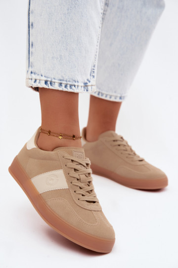 Sneakers voor dames van faux suede Big Star UU274009 in zandkleur 2