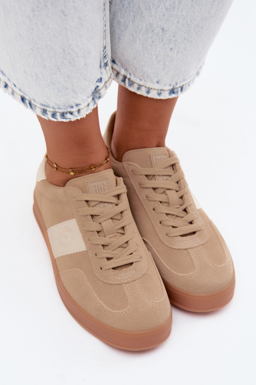 Sneakers voor dames van faux suede Big Star UU274009 in zandkleur