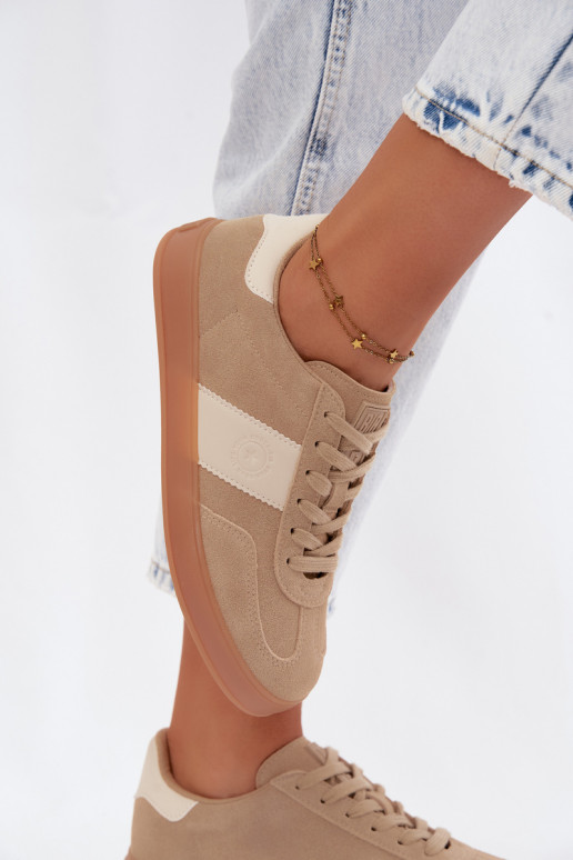 Sneaker für Damen aus Kunstveloursleder Big Star UU274009 in Sandfarbe