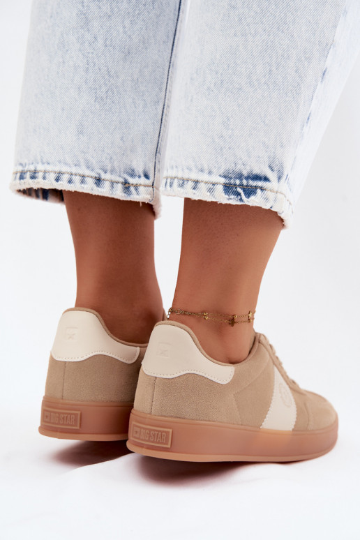 Sneakers voor dames van faux suede Big Star UU274009 in zandkleur
