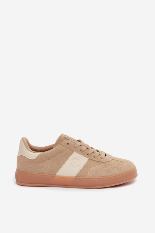 Sneakers voor dames van faux suede Big Star UU274009 in zandkleur