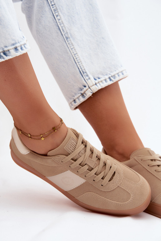 Sneaker für Damen aus Kunstveloursleder Big Star UU274009 in Sandfarbe