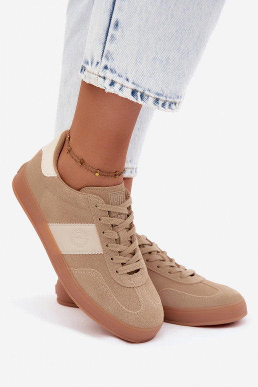 Sneakers voor dames van faux suede Big Star UU274009 in zandkleur