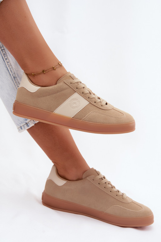 Sneakers voor dames van faux suede Big Star UU274009 in zandkleur