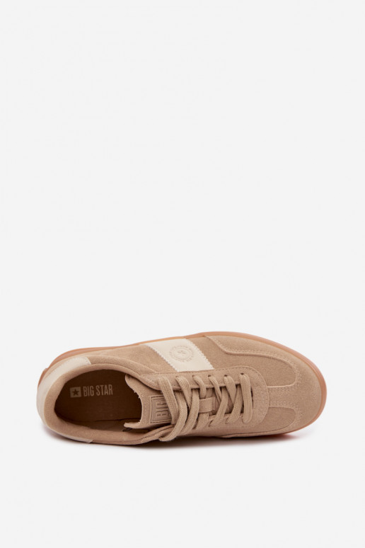 Sneakers voor dames van faux suede Big Star UU274009 in zandkleur