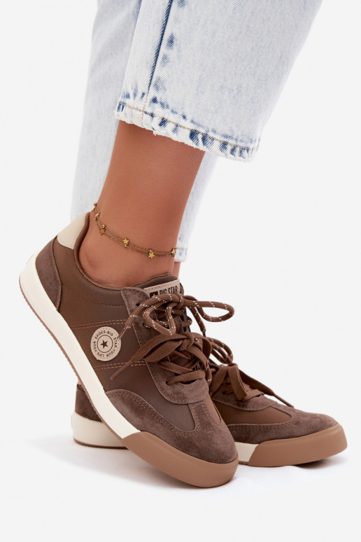 Baskets en daim pour femmes avec lacets doubles Big Star UU274002 en couleur marron