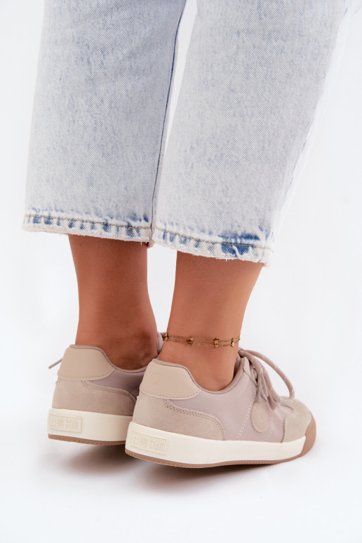 Baskets en daim pour femmes avec lacets doubles Big Star UU274001 en couleur sable