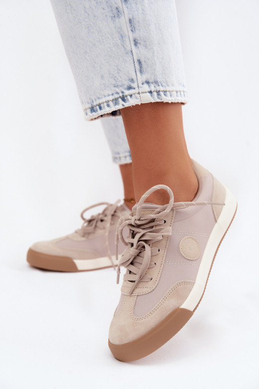 Baskets en daim pour femmes avec lacets doubles Big Star UU274001 en couleur sable