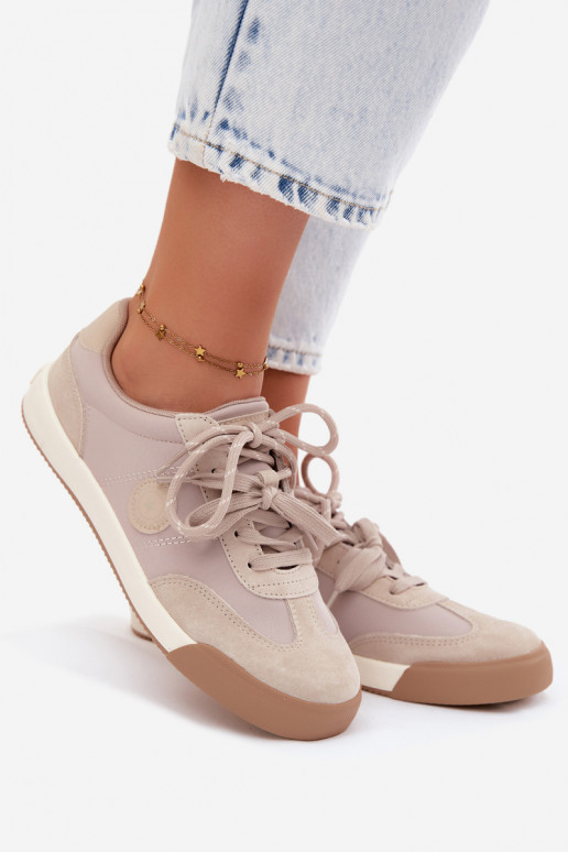 Baskets en daim pour femmes avec lacets doubles Big Star UU274001 en couleur sable