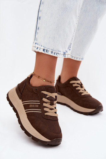 Sneakers voor dames met platform Big Star UU274040 w kolorze czekoladowym 2