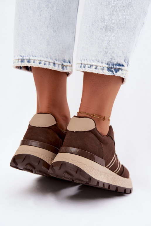 Sneaker für Damen mit Plateau Big Star UU274040 in Schokoladenfarbe