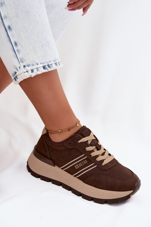 Baskets pour femmes avec plateforme Big Star UU274040 en couleur chocolat