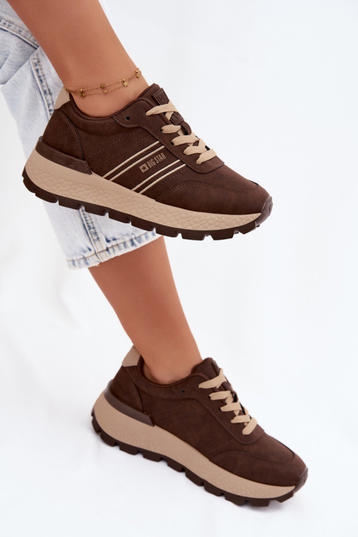 Baskets pour femmes avec plateforme Big Star UU274040 en couleur chocolat