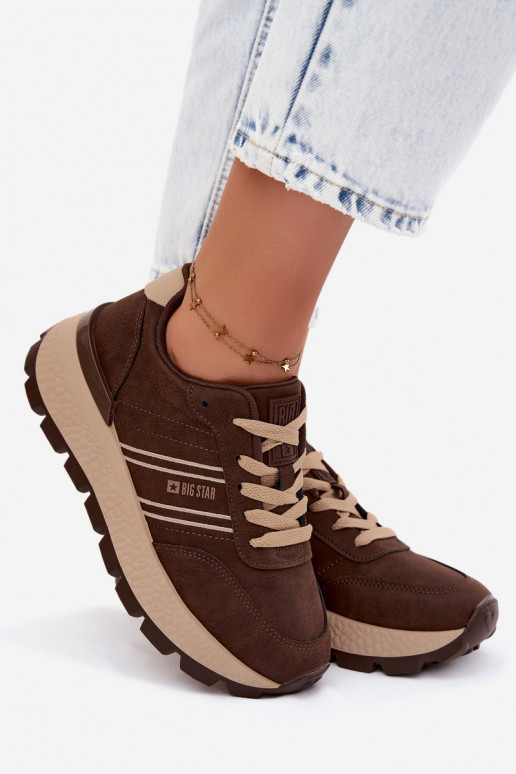 Sneaker für Damen mit Plateau Big Star UU274040 in Schokoladenfarbe