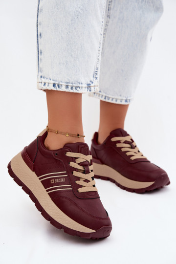 Baskets femmes bordeaux avec plateforme Big Star UU274041 2