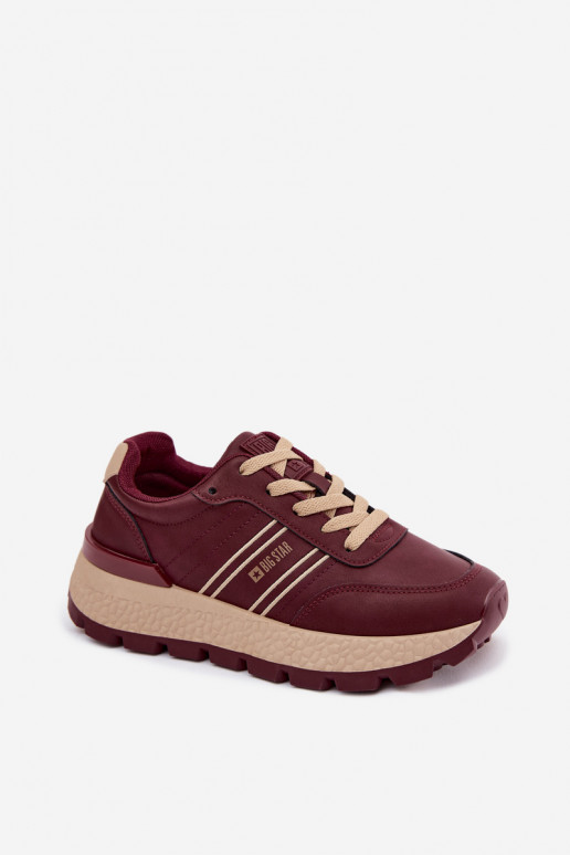 Bordeauxfarbene Damen-Sneaker mit Plattform Big Star UU274041