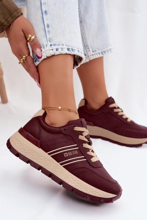 Baskets femmes bordeaux avec plateforme Big Star UU274041
