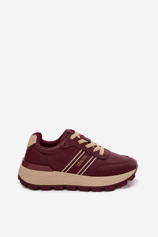 Baskets femmes bordeaux avec plateforme Big Star UU274041