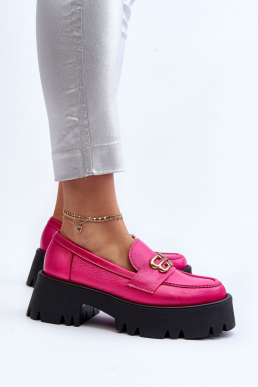 Mocassins pour femmes Zazoo 20164 en cuir naturel, rose