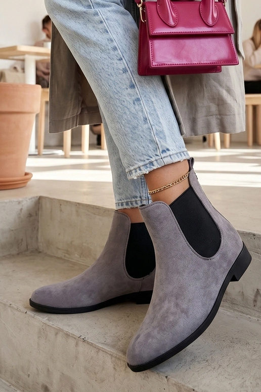 Graue Stiefeletten mit elastischem Schaft Cinzia