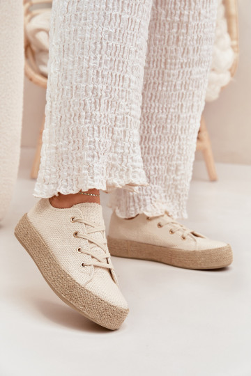 Vrijetijdsschoenen met platform Met Vlecht beige Princa 2