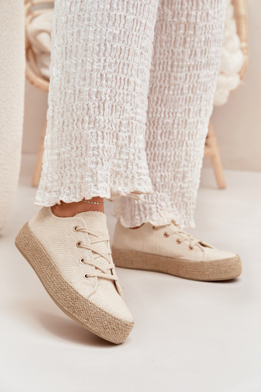 Beige Plattform Freizeitschuhe Princa